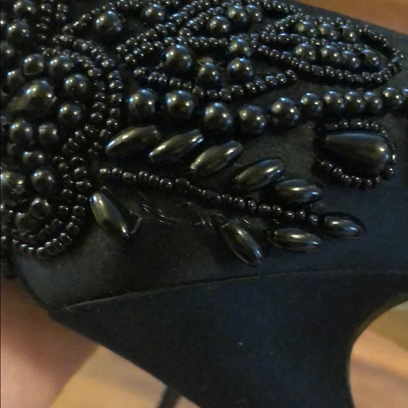Black Satin with Beading Detail Heels - Picture 8 of 8